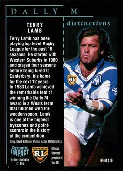 1995 Dynamic ARL Series 3 #064 Terry Lamb Back